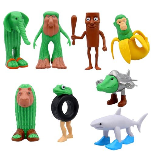 SSKHE 8 PCS Tung Tung Tung Sahur Figuras Set - Juguetes italianos inspirados en Brainrot, decoración de escritorio impresa en 3D, figuras rojas cerebrales creativas para adultos y niños, regalos de