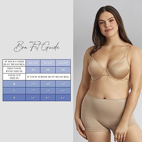 Ellen Tracy Everyday Full Coverage T-Shirt Bra With Underwire - Smoothing Comfort - Adjustable Straps - 2-Pack Multipack - 38B Nude/Black #TOP4