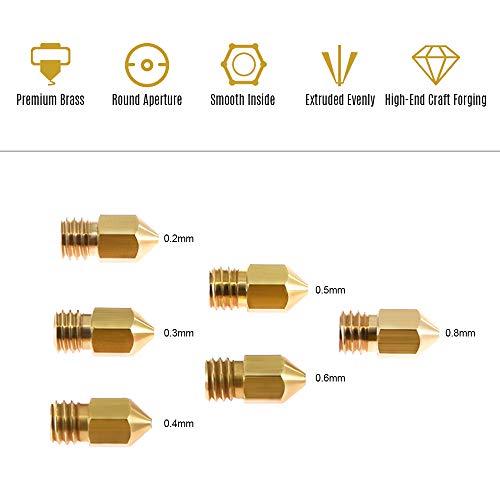 1 pc Extrusora de Impressora 3D Bico de Latão M6 Rosca Cabeça de Impressora 0.2mm Saída para MK8 Imp