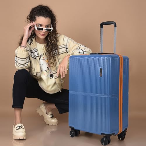 Image of Move-Meant Cabin Glide Small 55Cm Suitcase 8 Wheels Number Lock Poly Carbonate MAT. Blue Trolley Bag for Men & Women | 360 Degree Wheeling System Luggage | Trolley Bags for Travel