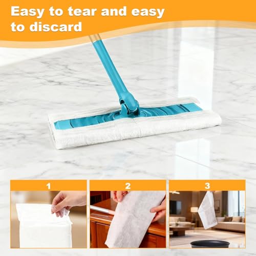 200Pcs Speed Mop Refill, Disposable Antibacterial Cleaning Dry Sweeping Cloths Pads | Dust Magnet Dry Wet Floor Wipes for Flash Speed Mop | Multi-Surface Kitchen Home - Image 4
