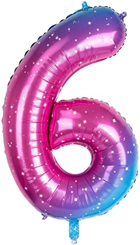 40" Giant Rainbow Helium Foil Number Balloons Self Inflating 0-9, Large Number 2 Balloon Gradient for Girls Boys Birthday Party Decorations/Anniversary Supplies - Number 2