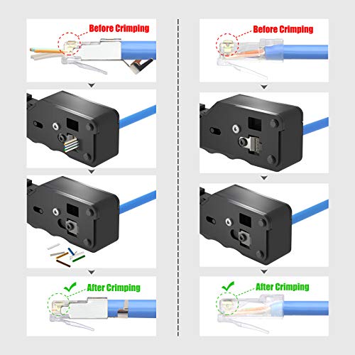 VCELINK GJ671BL Crimpzange RJ45 Presszange für stecker, Netzwerk Werkzeug für CAT 7/CAT 6A/CAT 6/CAT 5E/CAT 5 Netzwerkstecker und 6P Telefonestecker