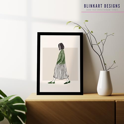 Image of BLINKART Girl In Sweater Abstract Wall Art Painting Print Design | Aesthetic Wall Decor Photo Artwork Frame Decoration Hanging For Home Bedroom Living Room Office Wall Decor | T006 | 13x10 Inches
