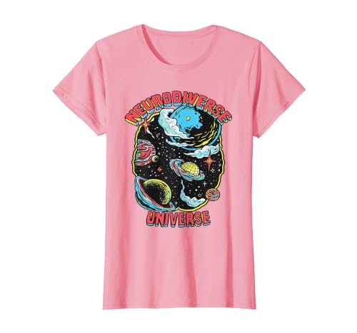 Neurodiverse Universe Neurodiversity Embrace ADHD Autism ASD T-Shirt, Women, Pink, Large