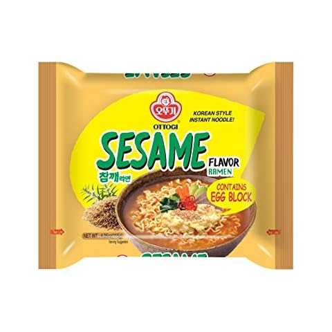 OTTOGI Spicy Sesame Flavor Ramen, SPICY KOREAN STYLE INSTANT NOODLE, Contains Egg Block, Sesame flavor instant noodle (115g) - 10 Pack Cover