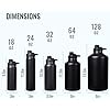 Fijinhom Botella de Agua Aislada con Asa, Acero Inoxidable 304, Boca Ancha, Doble Pared al Vacío, Libre de BPA, Mantiene Frío y Caliente, 24 Onzas, Negro miniatura 4