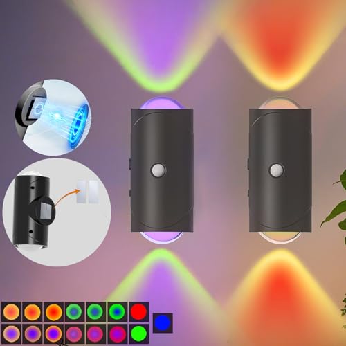 Image of Motion Sensor Light Indoor Night Light Magnet Body Hallway Rechargeable LED Wireless Wall Sconces Color Changing Atmosphere Lamp Wall Sconce for Home Party Lighting Bedroom, Bathroom, Stairs, (2 Pack)