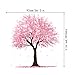 Large Tree Wall Decals Pink Floral Leaves Wall Stickers Peel and Stick Wall Decor Pink Tree Woodland Wall Mural DIY Removable Vinyl Wall Art for Girls Bedroom Living Room