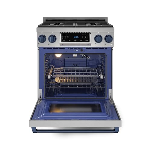 Image of Gordon Ramsay by THOR Kitchen 30 Inch Professional Gas Range with Tilt Panel Touch Control in Stainless Steel /Navy Blue