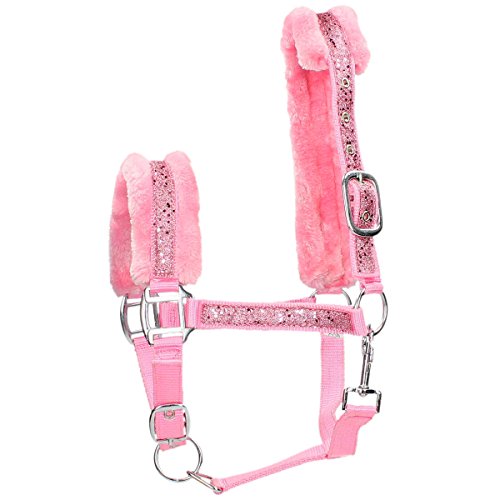 Halter Glamour rosa COB cabezada de cuadra para caballos medianos
