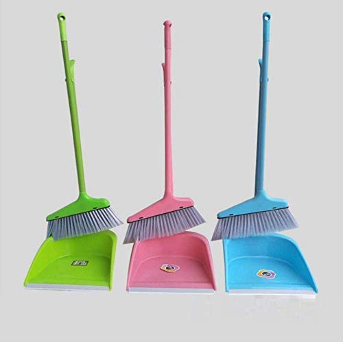 GNEY Long Metal Handle Plastic Dustpan and Brush for Sweeping and Cleaning (Standard Size, Colour May Vary) 2