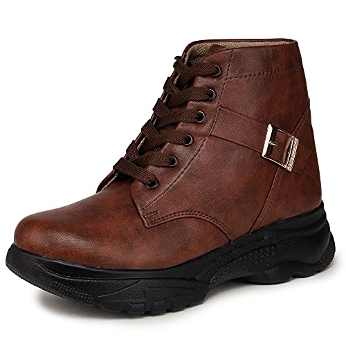 Image of DICY Shoes for Women Girls Boots High Ankle Flat Heel Snakers for Ladies Casual Juta