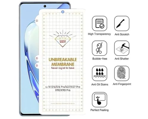 Image of Techsage Front Screen Protector Unbreakable Membrane Scratch Guard Transparent Protective Compatible with Vivo X90 / X90 Pro