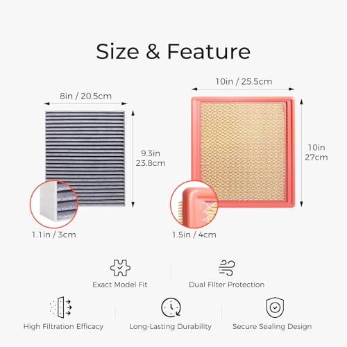 Image of 94775933 Engine & Cabin Air Filter Set Compatible with 2015-2022 Chevrolet Colorado L4 V6 GMC Canyon Replaces 13356914 23248945 CA11959 CF11966 A3195C Intake Ventilation Part