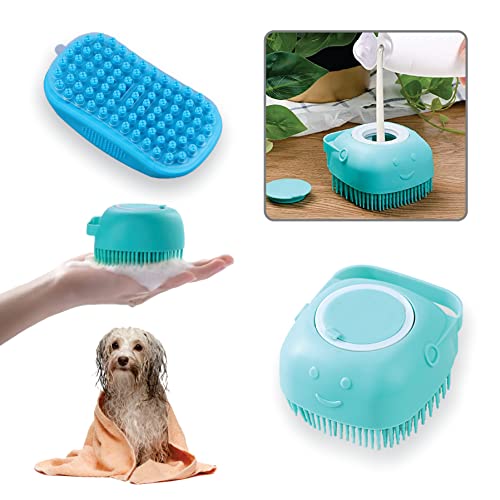 2 Pack Dog Bath Brush | Shampoo Dispenser and Massager With 