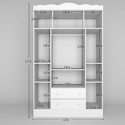 Guarda Roupa Infantil 4 Portas e 2 Gavetas Eloá J&a Móveis Branco
