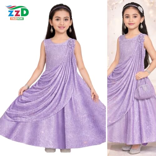 Image of Z Z D Fashion 7040 Trendy Party Sequin Work Full Length Gown Dress for Girls