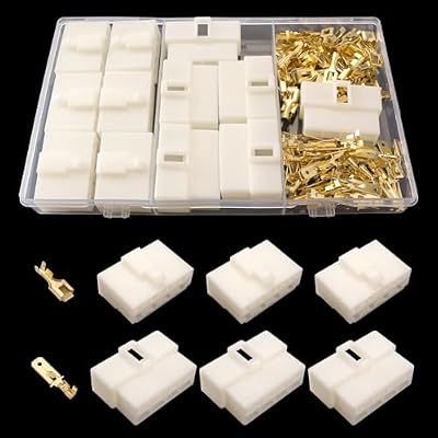 Lyeteung 112 Piezas 6.3mm 8 Pines Cable Eléctrico Conector Kit, Conector de Cable Eléctrico Macho Hembra Terminal Kits de Carcasa, para Moto, Bicicleta, Coche, Barcos