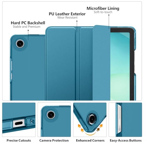 Image of MoKo for Samsung Galaxy Tab A11 Plus / A11+ Case 11 Inch 2026, Galaxy Tab A9 Plus / A9+ Case 11 Inch 2024, Slim Stand Hard PC Translucent Back Shell Smart Cover, Auto Wake /Sleep, French Blue