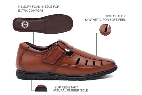 Image of BRUTE Faux Leather Sandals for Men | Fisherman Sandals | Closed Ethnic Sandals