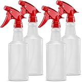 Bar5F Spray Bottles, 16 Oz, 4 Pack, Chemical-Resistant HDPE, BPA-Free, Non-Toxic, Red Trigger Sprayers, Refillable Empty Sprayer Bottle for Cleaning Solutions, Vinegar, Alcohol, Made in USA