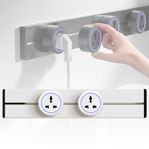 Generico Multipresa, Multipresa A Parete da 8000W, Binario con Prese di Corrente con 2-5 Prese Universali, Prolunga Multipresa, Adatta per Cucina, Soggiorno, Studio, Ufficio(White,40cm)
