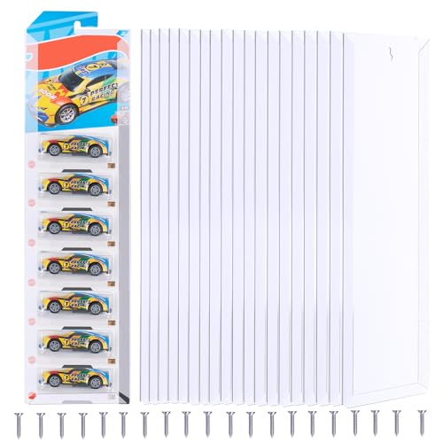 20 conjuntos de modelos de carro de vitrina para montagem em parede, estantes de armazenamento de plástico, organizador de carro de brinquedo de fundição a pressão com blister, estante de parede,