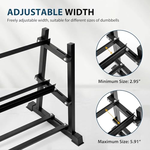 Image of Dumbbell Rack, Bongkim Dumbbell Set with Rack Stand, Dumbbells Weights Rack for Home Gym, Weight Rack for Dumbbells, Kettlebells, and Weight Plates 1100LBS