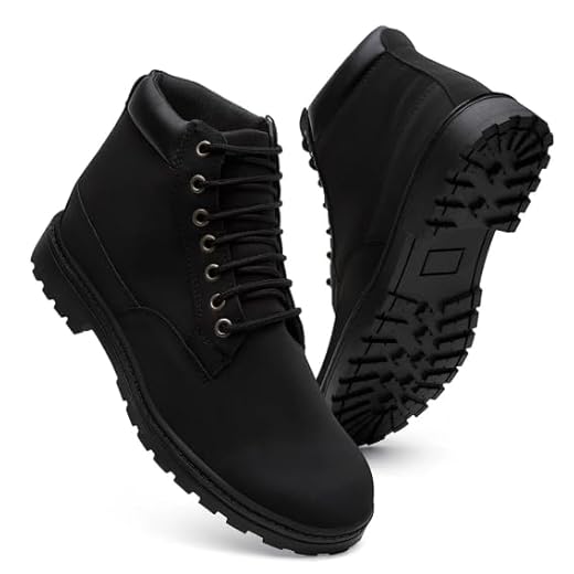 Bota Coturno Masculino Em Couro Ecologico Design Robusto e Estiloso Solado Antiderrapante Fechamento com Cadarço e Zíper Lateral Palmilha Confortável Ideal Para Trabalho Dia a Dia e Lazer. (Preto, BR, Adulto, Numérico, 39)