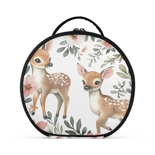 Takiito Deers Fawn Travel Makeup Case Portable Makeup Box Artist Cosmetic Case Organizer With Adjustable Dividers
