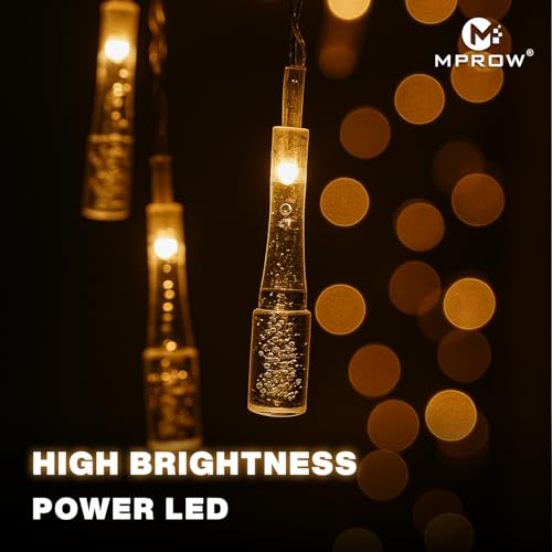 Image of MPROW Water Drop LED String Lights, 14 Warm White Fairy Lights, Plug-in Decorative Lights for Indoor Outdoor (Crystal Bottle Warm White, 3m, 14)