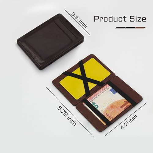 Magic Wallet, Money Clip Wallets for Men with 4 Card Slots and Banknote Slots, Ultra-Thin Double Fold Minimalist Wallet for Men (Brown)2