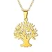 PROSTEEL Pendentif Arbre de Vie Plaqué Or avec Chaîne Fine Réglable 55cm/2.5mm Collier Femme Acier Doré Bijoux Religieux pour Jeune Fille Cadeau de l'anniversaire Fêtes