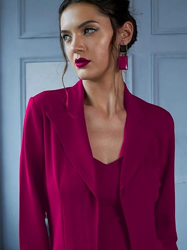 Image of Florely Women's Lycra Solid Three Piece Outfits Blazer Co-Ord Set Women Outdoor Wear Maxi Dress Crop top Party Dress Stylish Dresses