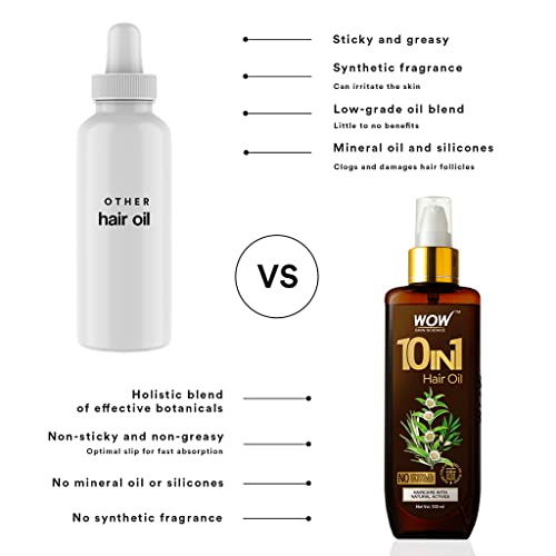 Wow Skin Science 10 In 1 Hair Oil - Dry Damaged Hair And Growth Hair Treatment Oil - Has Argan Oil For Hair & Rosemary Oil For Hair Growth - Hair Care For Women And Men (3.40 Fl Oz (Pack Of 1)) #TOP3