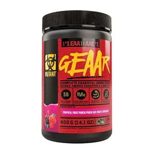 MUTANT GEAAR – 9.4g of EAA Powder + Arginine, 7g BCAAs, 4g Leucine, Electrolytes, Coconut Water, No Artificial Colours…