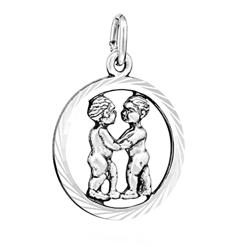 NKlaus 18mm Sternzeichen Zwilling oxidiert 925 Silber Anhänger diamantiert Horoskop 13705