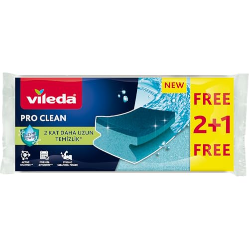 Pro Clean Aktif Enzimli Oluklu Sünger, 3'lü Paket
