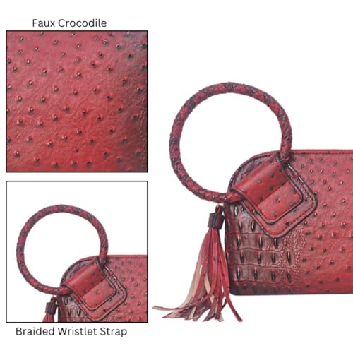Image of NGIL Faux Leather Mini Wristlet Purse | Women's Handbag, Fashion Wristlet Wallet, Compact Everyday Purse with Fringe Tassel