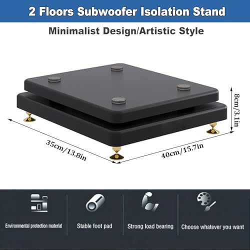 Soporte de aislamiento para subwoofer con base de doble capa de 35 cm x 35 cm 2