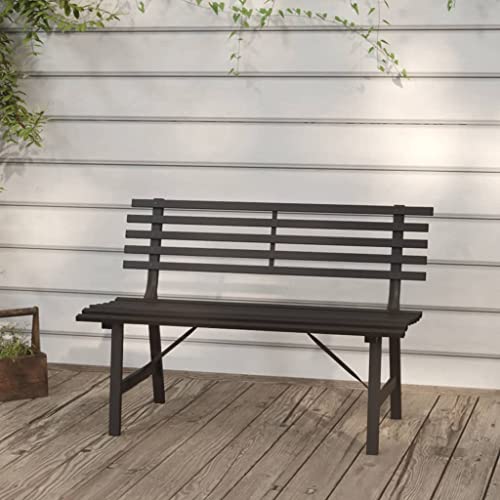 Banc de jardin en acier noir résistant aux intempéries avec dossier métal - 2