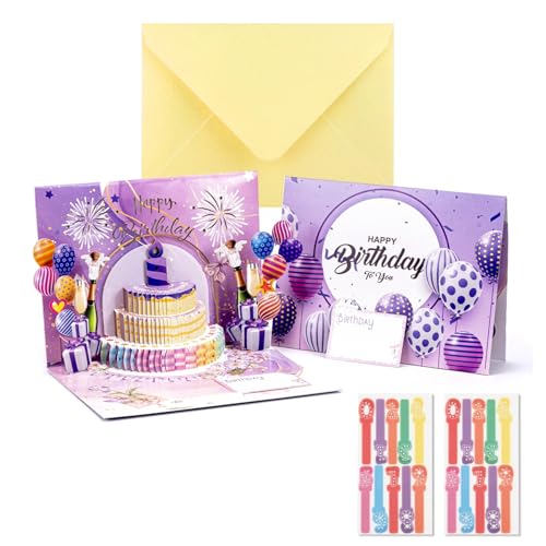Tarjetas de cumpleaños 3D de fuegos artificiales, tarjetas de feliz cumpleaños con música y vela soplada, tarjeta de cumpleaños musical con fuegos artificiales, tarjetas de felicitación para mamá