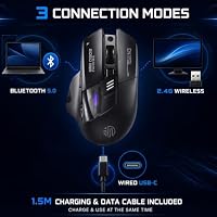 inphic A9 Explorer Bluetooth Maus, Dual-Mode Bluetooth 5.0/2.4G Maus kabellos Aufladbar, 2400 DPI, RGB-Atmungslicht, sichtbare Akku-Anzeige, Funkmaus für Laptop/PC/Computer – Ansicht 3