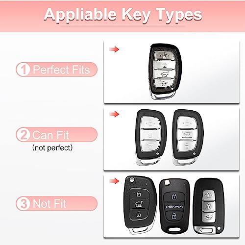 Image of Pangpai Pink Key Fob Cover for Hyundai, Soft TPU Key Case Protection with Bling Keychain Fit for lantra Ioniq Sonata Tucson Elantra GT