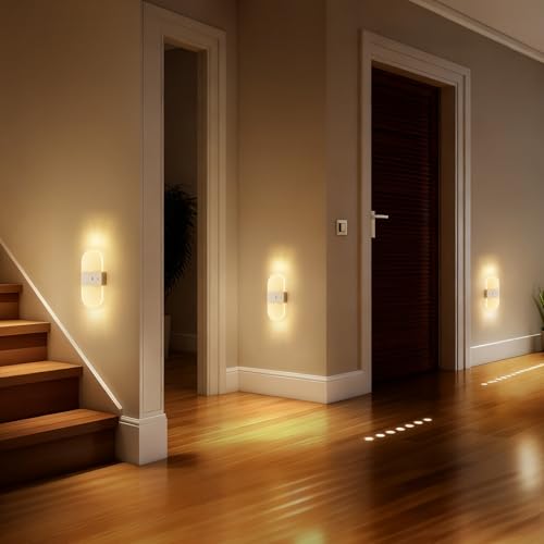 Apliques de Pared LED con Sensor de Movimiento Lámpara USB Recargable Blanca Rectangular 7