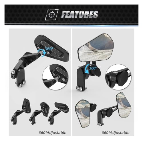 Espejo retrovisor anticaídas con protector de mano integrado para moto 7