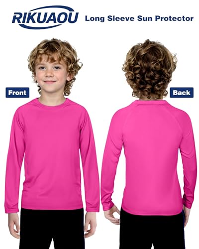 Image of Boys UPF 50+ Rash Guard Swim Shirt, Kids Youth Long Sleeve Sun Protection UV Rashguard Shirts for Water Surfing Beach