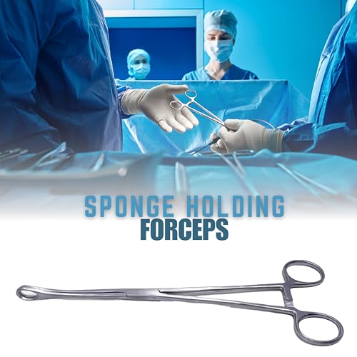 Image of Sponge Holding Forceps 10 Inch | Stainless Steel Sponge Clamp | Autoclavable Surgical Instrument for Hospital, Clinical & Gynec Use | CE Certified