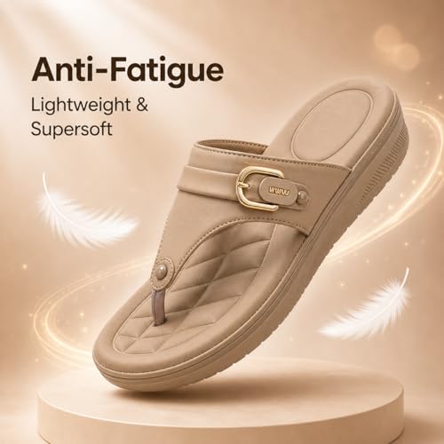 Image of Carrito, Women Wedge Heels Thong Sandals| Comfortable Flats Sandals | Comfort Orthopaedic Sandals for Women| Doctor Slippers /Flip-Flops | Arch Support & Heel Cushion | Lightweight Anti-Skid Sole | Ultra-Cushioned Shock Absorbing Footbed | Available in Open Toe & Toe Separator Style